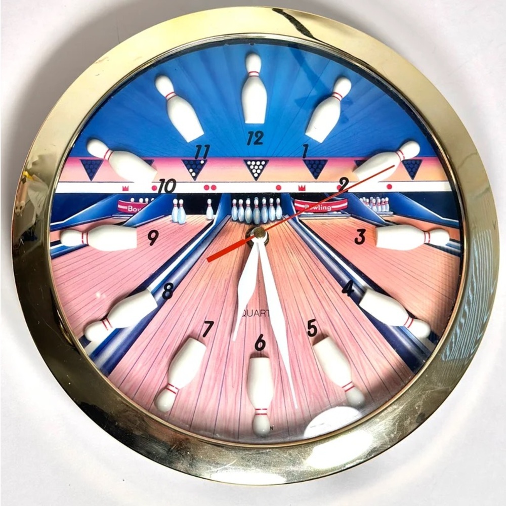 Vintage Bowling Wall Clock, Battery Operated